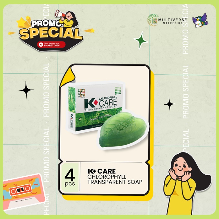 PROMO SPECIAL : 4 PCS K-CARE CHLOROPHYLL TRANSPARANT SOAP